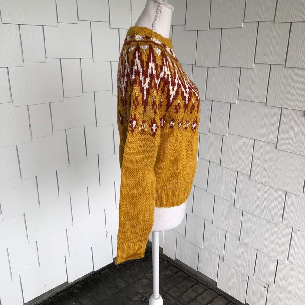 Hooked Up Women's Vanilla Combo Knit Mock Neck Fair Isle Pullover Sweater sz XS - Picture 2 of 4